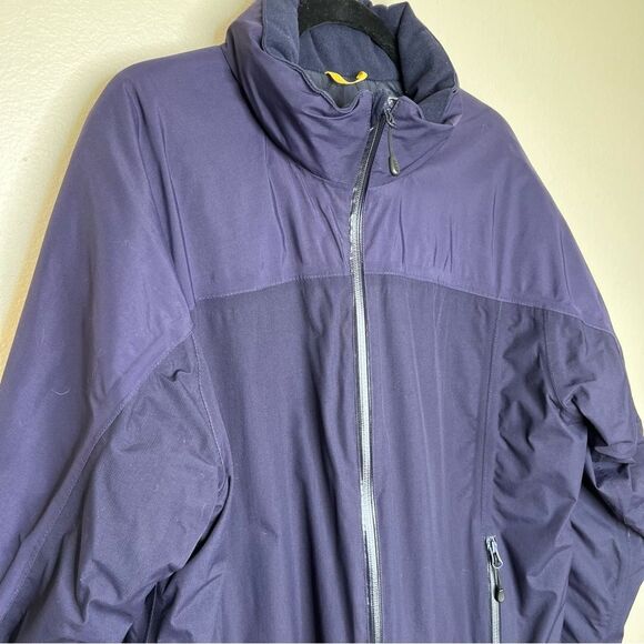 Lands End Aquacheck Thermolite Zip Front Hooded Navy Jacket Coat Men Large 42 44 - Picture 2 of 16